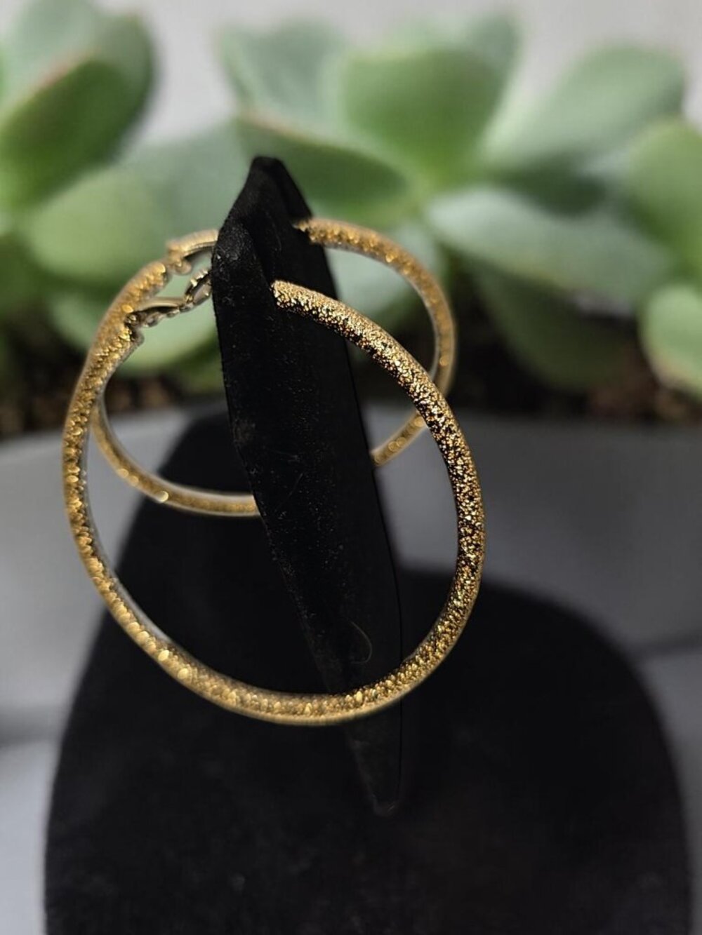 Gold Textured Hoop Earrings – Lightweight Statement Hoops 14k